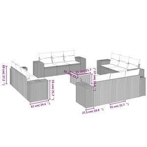 vidaXL 13-delige Loungeset met kussens poly rattan beige