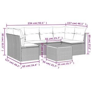 vidaXL 7-delige Loungeset met kussens poly rattan zwart