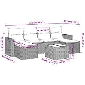 vidaXL 7-delige Loungeset met kussens poly rattan zwart