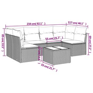 vidaXL 7-delige Loungeset met kussens poly rattan zwart