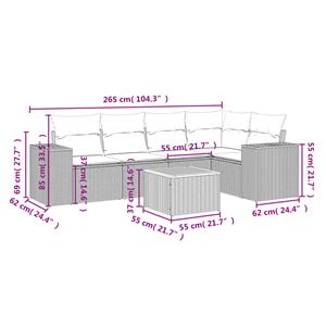 vidaXL 6-delige Loungeset met kussens poly rattan zwart