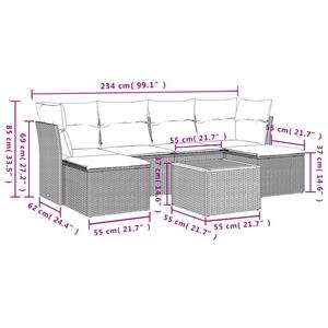 vidaXL 7-delige Loungeset met kussens poly rattan zwart