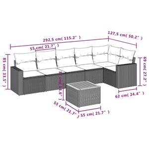 vidaXL 7-delige Loungeset met kussens poly rattan zwart