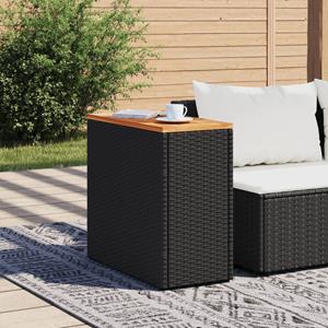 Bonnevie - Garten-Beistelltisch mit Holzplatte Schwarz 58x27,5x55cm Rattan vidaXL850640