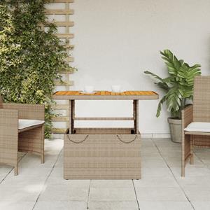 bonnevie Gartentisch Beige 90x55x71 cm Poly Rattan und Akazienholz vidaXL401349