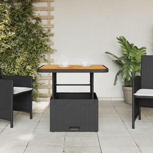 bonnevie Gartentisch Schwarz 80x80x71 cm Poly Rattan und Akazienholz Vidaxl Schwarz