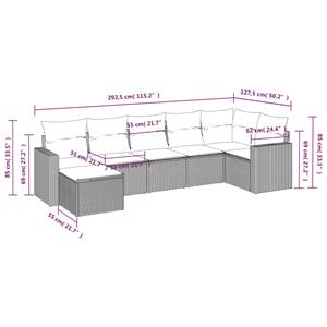 vidaXL 7-delige Loungeset met kussens poly rattan zwart