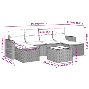 vidaXL 7-delige Loungeset met kussens poly rattan beige