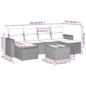 vidaXL 7-delige Loungeset met kussens poly rattan grijs