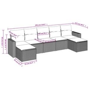 vidaXL 7-delige Loungeset met kussens poly rattan zwart