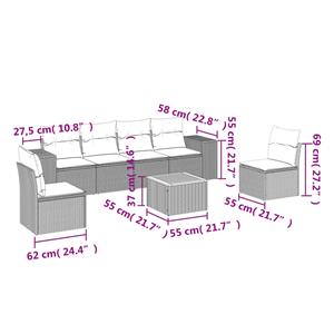 vidaXL 7-delige Loungeset met kussens poly rattan zwart