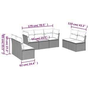 vidaXL 7-delige Loungeset met kussens poly rattan zwart