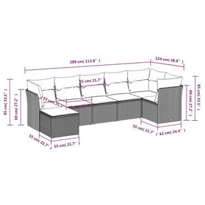 vidaXL 7-delige Loungeset met kussens poly rattan zwart