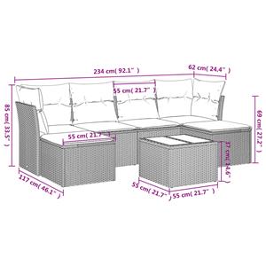 vidaXL 7-delige Loungeset met kussens poly rattan grijs