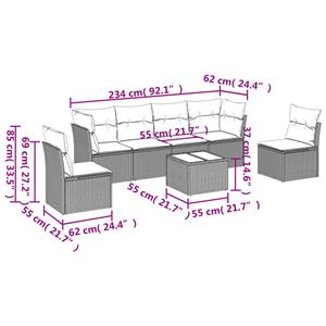 vidaXL 7-delige Loungeset met kussens poly rattan zwart