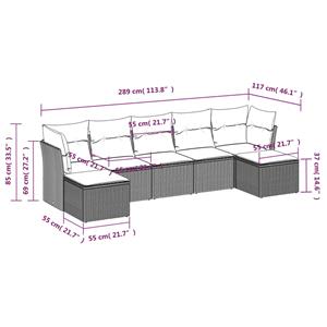 vidaXL 7-delige Loungeset met kussens poly rattan zwart