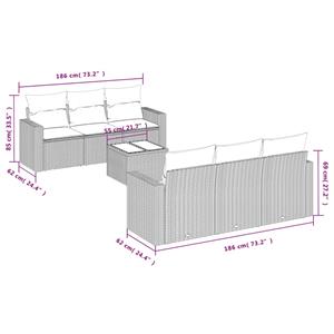 vidaXL 7-delige Loungeset met kussens poly rattan zwart