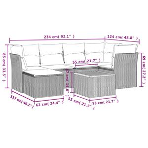 vidaXL 7-delige Loungeset met kussens poly rattan zwart