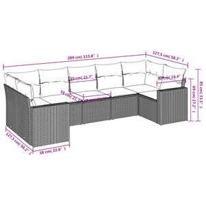 vidaXL 7-delige Loungeset met kussens poly rattan zwart