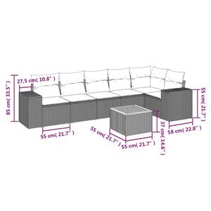 vidaXL 7-delige Loungeset met kussens poly rattan zwart