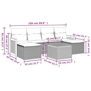 vidaXL 7-delige Loungeset met kussens poly rattan zwart