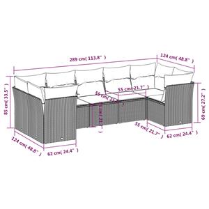 vidaXL 7-delige Loungeset met kussens poly rattan zwart