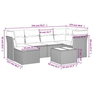 vidaXL 7-delige Loungeset met kussens poly rattan beige