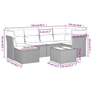 vidaXL 7-delige Loungeset met kussens poly rattan beige