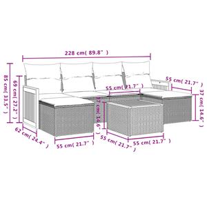 vidaXL 7-delige Loungeset met kussens poly rattan beige