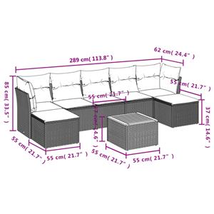 vidaXL 8-delige Loungeset met kussens poly rattan zwart