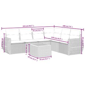 vidaXL 7-delige Loungeset met kussens poly rattan zwart