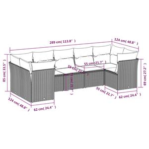 vidaXL 7-delige Loungeset met kussens poly rattan grijs