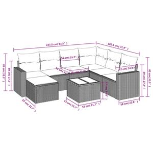 vidaXL 8-delige Loungeset met kussens poly rattan zwart