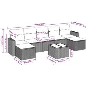 vidaXL 8-delige Loungeset met kussens poly rattan zwart