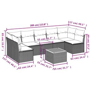 vidaXL 8-delige Loungeset met kussens poly rattan zwart