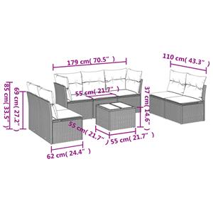 vidaXL 8-delige Loungeset met kussens poly rattan zwart