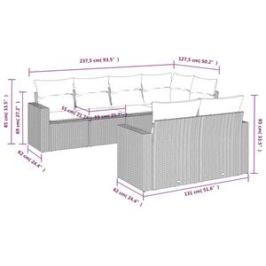 vidaXL 7-delige Loungeset met kussens poly rattan zwart