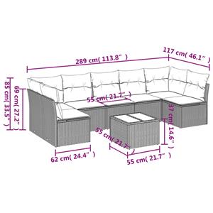 vidaXL 8-delige Loungeset met kussens poly rattan zwart