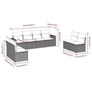 vidaXL 8-delige Loungeset met kussens poly rattan zwart