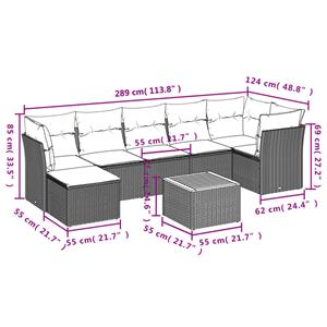 vidaXL 8-delige Loungeset met kussens poly rattan zwart