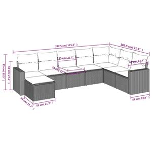 vidaXL 8-delige Loungeset met kussens poly rattan zwart