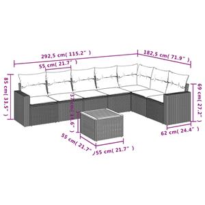 vidaXL 8-delige Loungeset met kussens poly rattan zwart