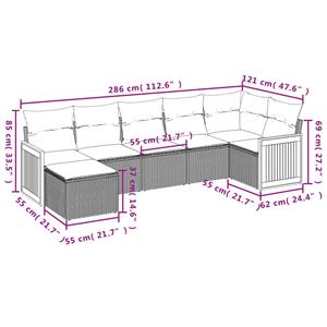 vidaXL 7-delige Loungeset met kussens poly rattan beige