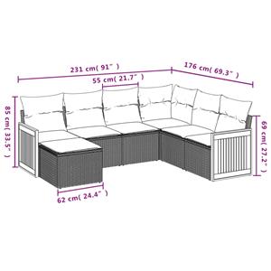 vidaXL 7-delige Loungeset met kussens poly rattan beige