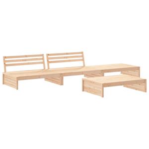 vidaXL 4-delige Loungeset met kussens massief hout