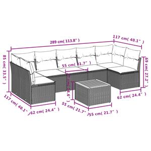 vidaXL 8-delige Loungeset met kussens poly rattan grijs