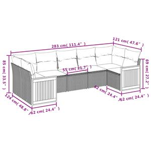 vidaXL 7-delige Loungeset met kussens poly rattan zwart