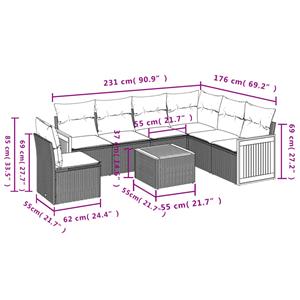 vidaXL 7-delige Loungeset met kussens poly rattan beige