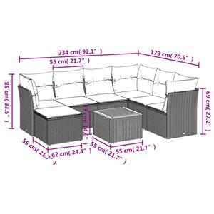 vidaXL 8-delige Loungeset met kussens poly rattan grijs