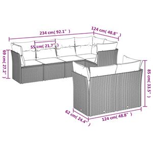 vidaXL 7-delige Loungeset met kussens poly rattan zwart